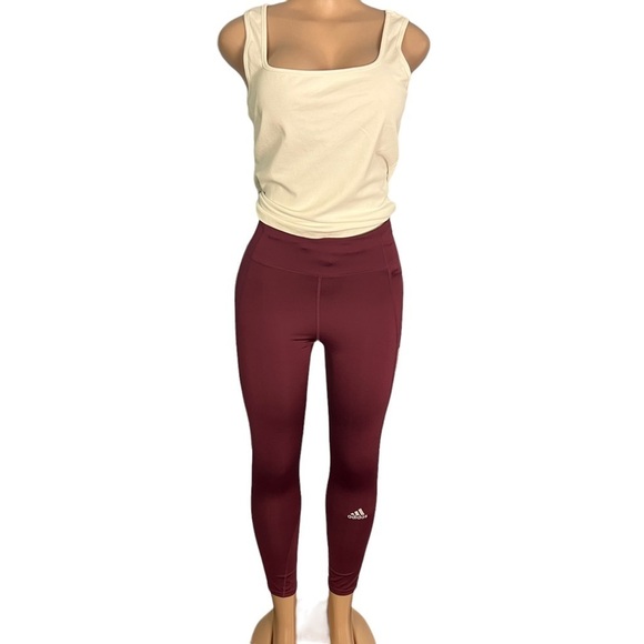 Adidas Maroon Primegreen Running Leggings - Picture 1 of 9